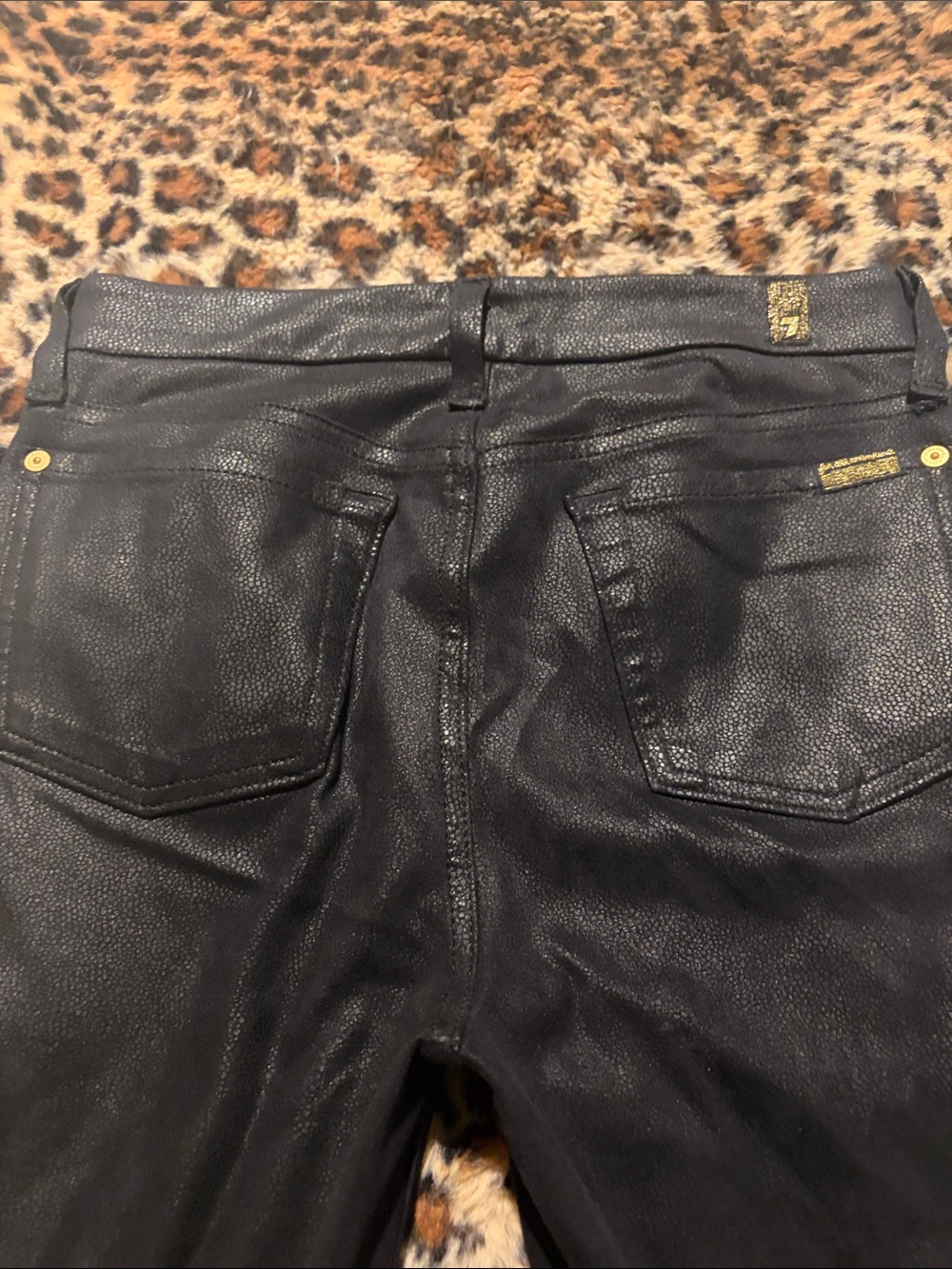 7 For All Mankind Women's Black Coated Skinny Jeans